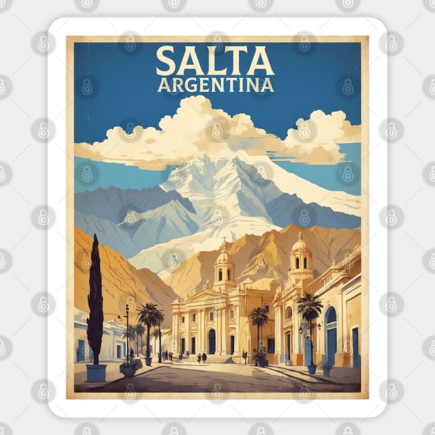 Salta Argentina Vintage Tourism Poster Sticker by TravelersGems